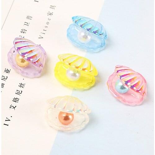 10Pcs Kawaii Cute Color Plated Pearl Shells Flat Back Resin Cabochons Scrapbooking DIY Jewelry Craft Decoration Accessorie E74