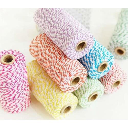 100m/Roll Cotton Cords DIY Decoration Handmade Rope Christmas Halloween Gift Packaging Wrapping Cord Double Color Twine Rope