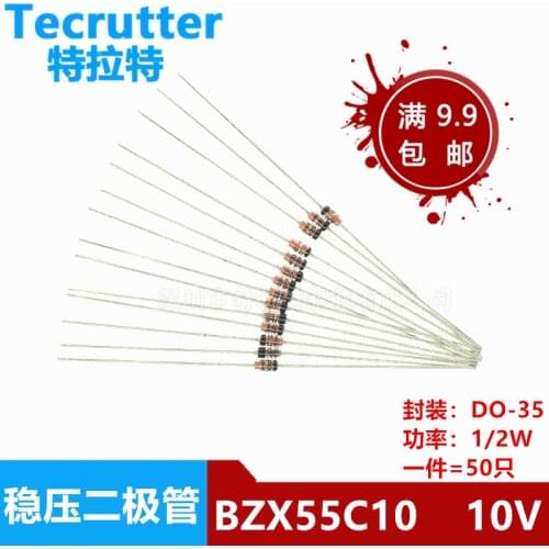 100pcs 0.5W Zener diode 500MW DO-35 1/2W BZX55C 2.4V 2.7V 3V 3.3V 3.6V 3.9V 4.3V 4.7V 5.1V 5.6V 6.2V 6.8V 7.5V 8.2V 9.1V 10V