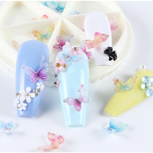 3D Butterfly Nail Charm Colorful Acrylic Crystal Nail Art Rhinestone Set for DIY Manicure Design Decoration Accessories