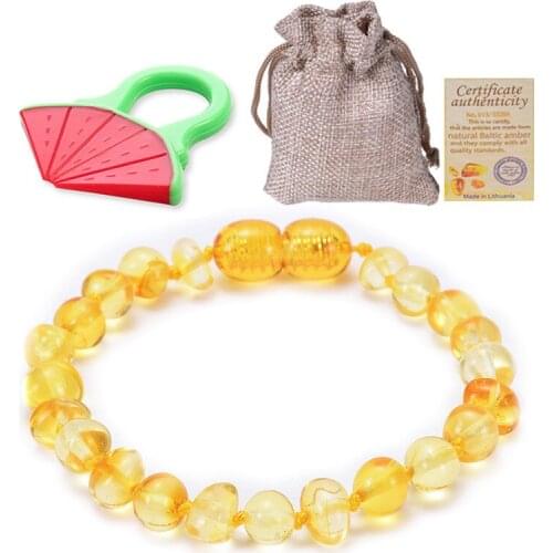 3UMeter 2019 New Baltic Natural Amber Baby Bracelet Lrregular Child Baby Teething Amber Bracelet Gjift Drop Shipping
