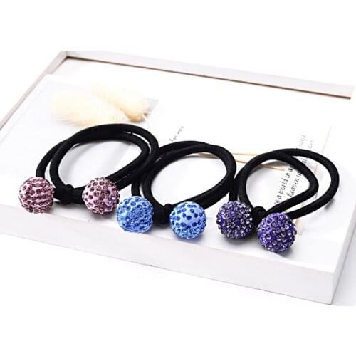 5Pcs/Set Colorful Rhinestone Ball Hair Bands Korean Fashion Hair Ties For Women Girls Elastic Scrunchies Hair Accessories Holder