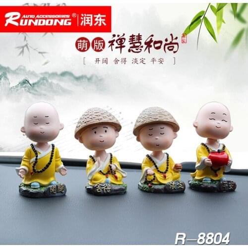 Auto Shake decoration Zen hui small monk spring shake creative resin car decoration R-8804