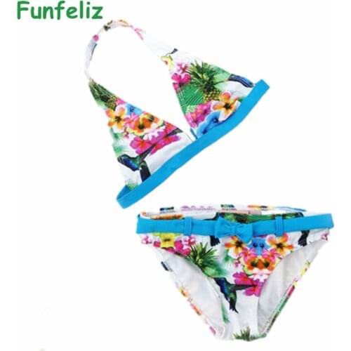 Bikini girls biquini infantil swimwear girl Children swimwear two pieces swimming suit for girls kids swimsuit 6-16 age