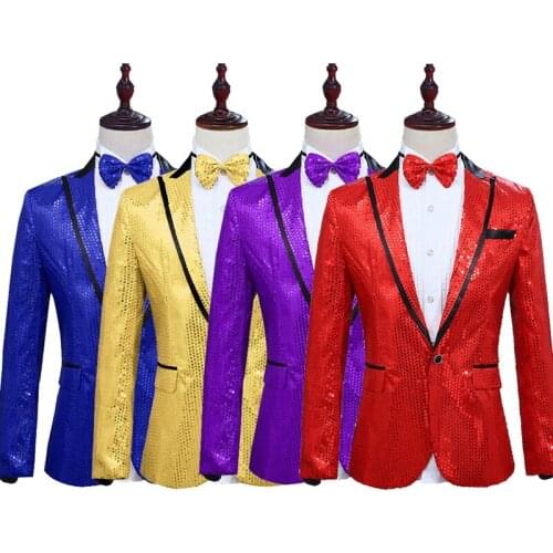 Men Shiny Gold Sequin Blazer Embellished Blazer Jacket Men Singer Nightclub Blazer Wedding Party Suit Jacket Stage Clothes L1680