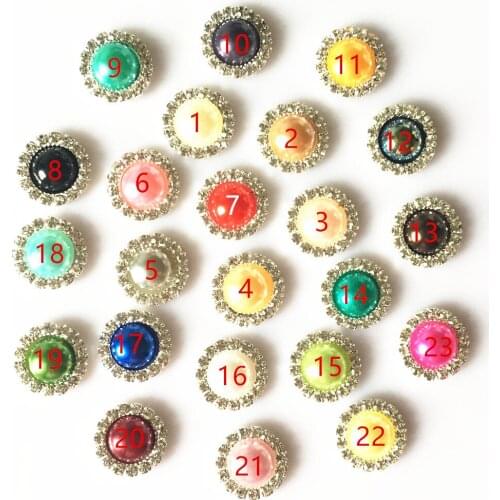 CJSIR 10pcs 15mm Pearl Wedding Crystal Buttons Flatback Rhinestone Embellishments DIY Hair Accessory Decorative Craft Supplies