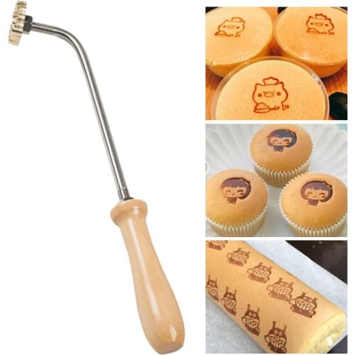 Cake Baking Stamp Wood Handle Cake Cookie Sweets Mould Brass Hot Stamping Mold Handmade cliche Bread imprint Bakeware Tools