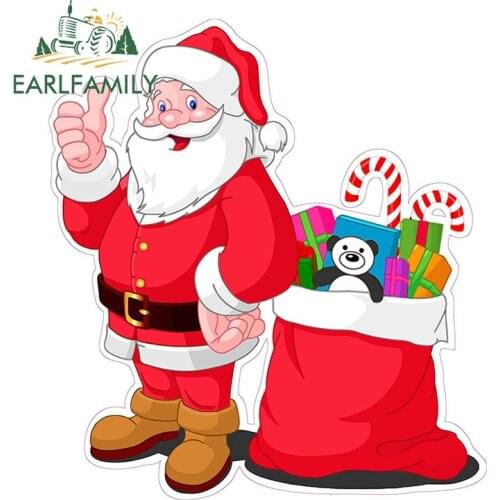 EARLFAMILY 13cm x 11.8cm Cartoon Santa Claus Car Stickers Motorcycle Vinyl Decals Car Decoration DIY Waterproof Stickers