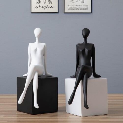 European Resin Black White Elegant Woman Accessories Home Livingroom Furnishing Crafts Hotel Office Desktop Figurines Decoration