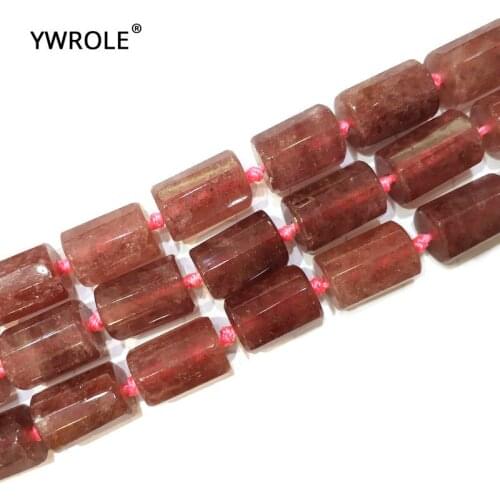 Strawberry Quartz Cylindrical Shaped Facted Natural Stone Beads For Jewelry Making DIY Bracelet Necklace 11*16 mm Strand 15"