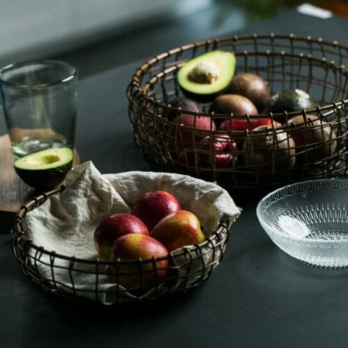 Vintage style metal wrought iron storage basket Nordic style fruit basket baking bread basket