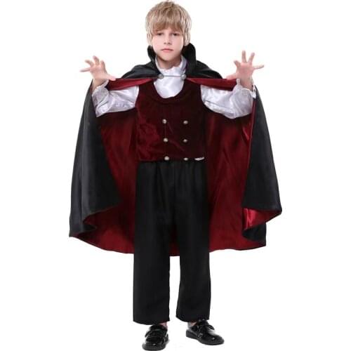 Boys Halloween Vampire Costumes Kids Children Duke Dracula Scary Cosplay Carnival Purim Parade Masquerade Role Play Party Dress