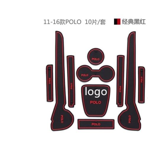 Gate slot pad For Volkswagen Polo Polo GTI 2011-2017 Dust mats Water Coaster Non-slip mats RED BLUE WHITE