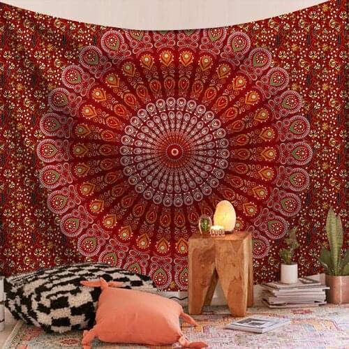 Beautiful Warm Red Mandala Tapestry for Livingroom Photography Wall Decor