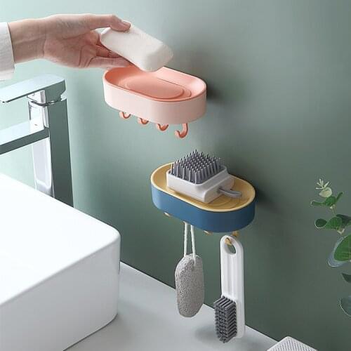 Hook Drain Soap Box Household Double-Layer Punch-Free Wall Hanging Creative Soap Holder Bathroom Soap Holder Soap Saver
