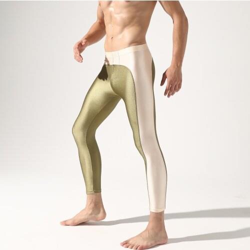 Sexy Patchwork Leggings Men Running Tights Mens Compression Tights Fitness Male Gym Sport Workout Exercise Training Tight Pants