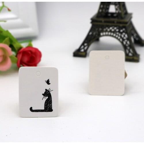 2.6x3.3cm Small Jewelry Packaging Labels 200pcs White Cat Tree Dandelion Printed Paper Tags for Cakes Gifts Clothes Decoration