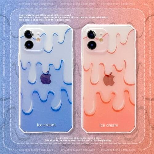 Melting ice cream phone case For iPhone 12 Pro 11 Pro Max XS XR X 8 7 Plus SE 2020 Soft slim Transparent protective cover