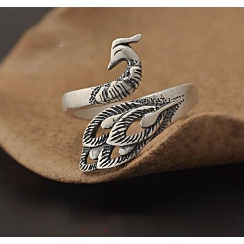 New Charming Open Peacock Ring for Women Vintage Boho Party Rings Gothic Punk Jewelry Gifts for Girls 2021