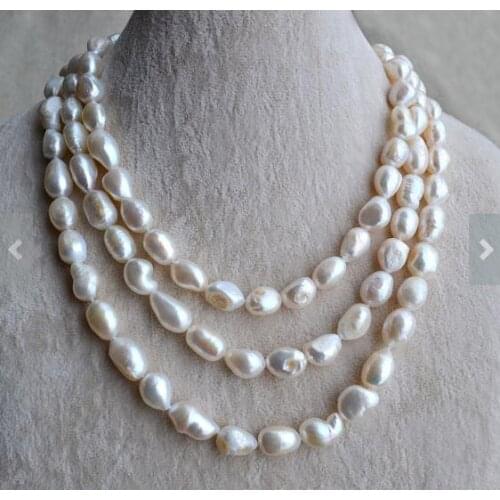 New Arrival Favorite Pearl Baroque Necklace 55 inches Long White Color Genuine Freshwater Pearl Necklace Fine Jewelry Women Gift