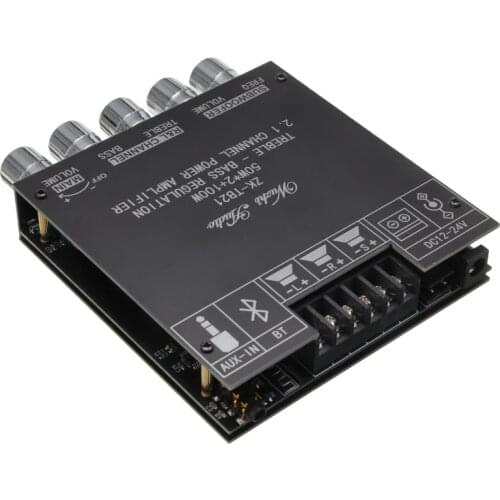 Subwoofer Amplifier Board 2*50W+100W TPA3116D2 Bluetooth5.0 Power 2.1Channel Class D Bass Treble HiFi Stereo Aux Amplifier Board