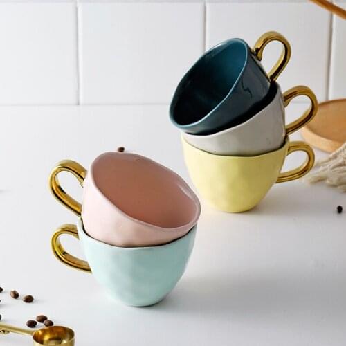 Simple Colorful Glazed Ceramic Cups Large Nordic Kitchen Breakfast Cup Drinking Coffee Tea Milk Water Mug Gift for Couple Family