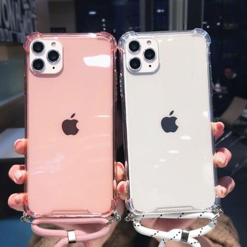Transparent shockproof Crossbody Necklace Lanyard case for iphone 12 Pro Max 11 Pro Max 12MiNi 7 8 6S Plus X XS Max XR SE 2020