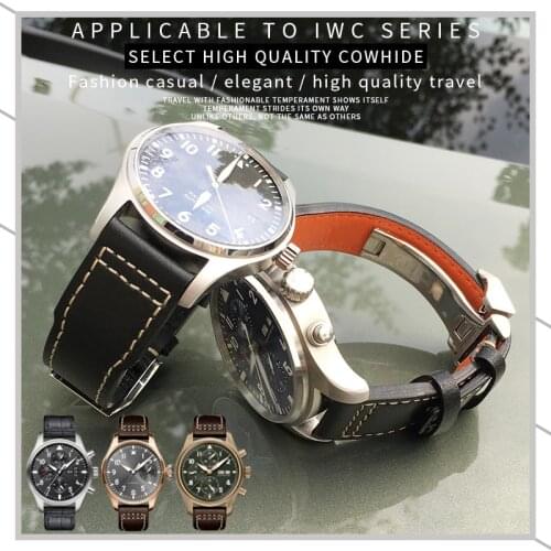 20mm 21mm 22mm Italian Cowhide Watch Strap Leather Watchband Suitable for IWC PILOT PORTUGIESER PORTOFINO Series Watch