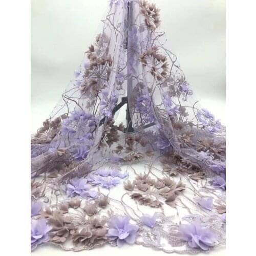 2021 hot sale high-quality African 3D embroidered mesh lace fabric French tulle hand-sewn wedding material J40171