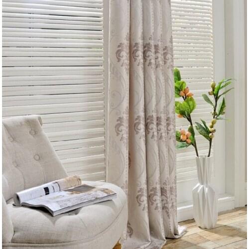 Fresh European Style-white Silk Jacquard Curtains Blackout for Living Room Bedroom Study Modern European Style Curtains Custom