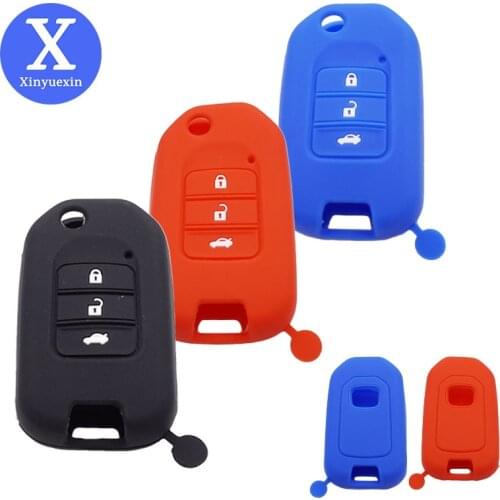 Xinyuexin Silicone Cover for Car Key for Honda Civic Accord City CR-V Jazz XR-V Vezel HR-V FRV Crider Odyssey Key Case Protector