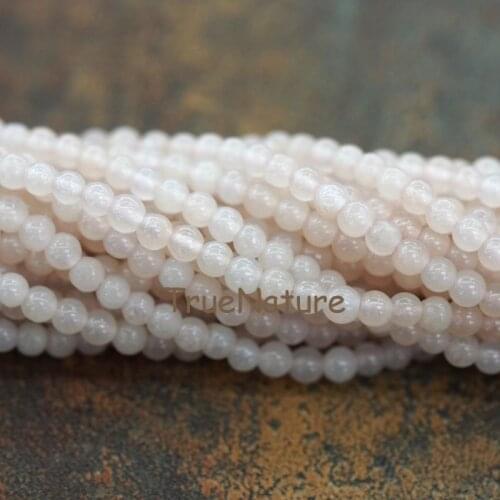 Fresh Light Pink Peach Selenited Tiny Beads Full Strands Small Round Peach Stones Jewelry In 3 mm BE6280