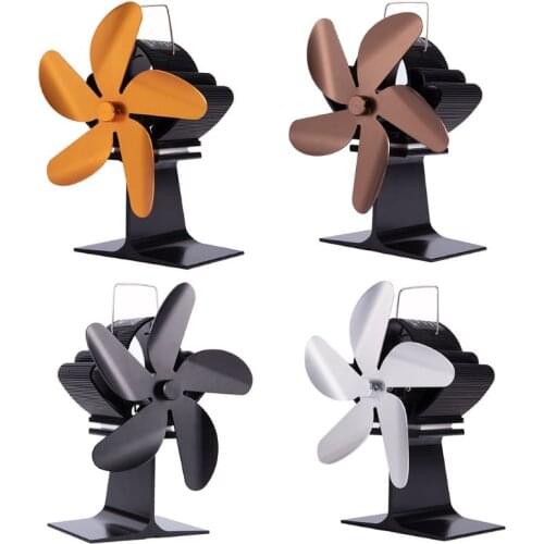 5 Blades Heat Powered Stove Fireplace Fan Fuel Saving Silent Ecofan for Wood Log Dropship
