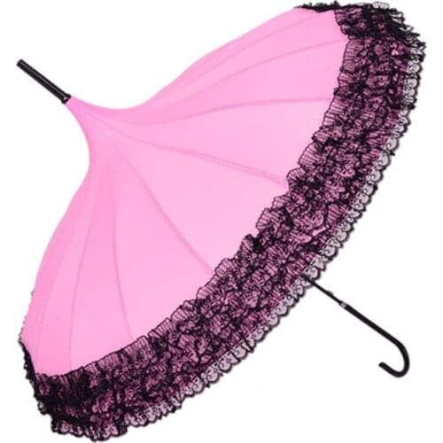 10PC Automatic Umbrella Parasol Women Cute and Elegant Lace Female Umbrellas for sunny and rainy 14 colors