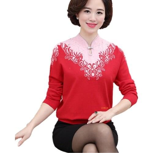 Women Cashmere Sweater V-Neck Autumn Middle-aged Mother Pullovers Fashion Slim Knit Coat Female Blouse Large Size 4XL Knitwear