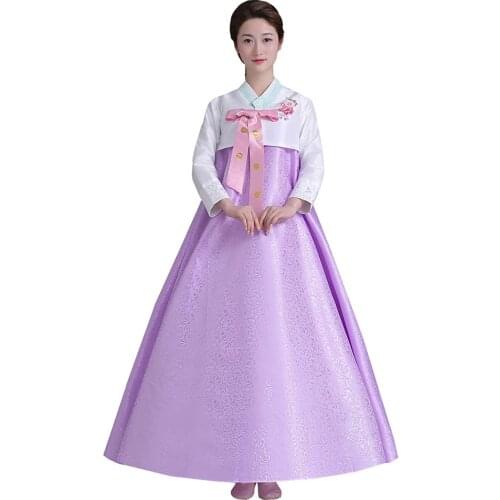 Women Korean Traditional Long Sleeve Classic Hanboks Dress Cosplay Costume