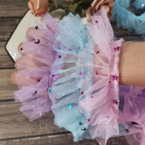 1M Beads Applique Sewing Trim Ribbon Crafts 5cm Laces Clothes Sequins Star Mesh Lace Material Sequin Lace Fabric For Dresses LQ1