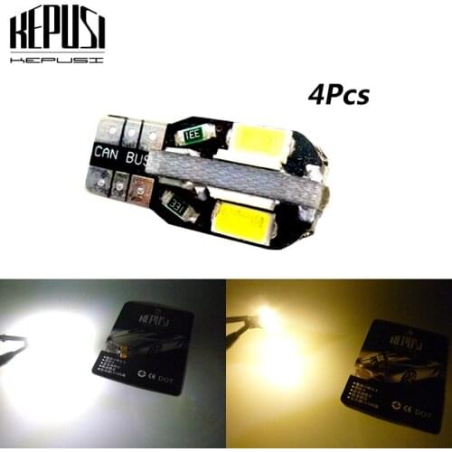 4pcs T10 W5W Led Car Light 8SMD 5630 Led Replacement Bulb For Interior Light License Plate Light White warm white 12V