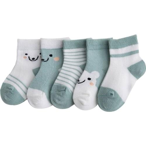 5 pairs Summer thin quality childrens socks boys and girls baby baby mesh breathable socks cute cartoon style child socks