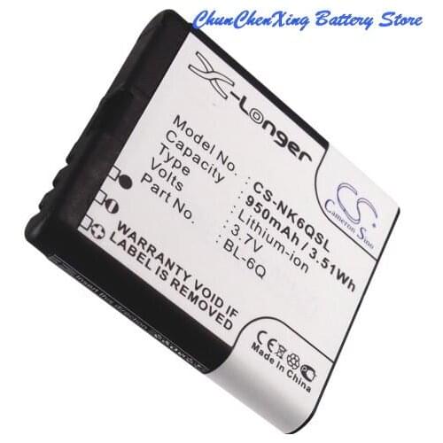 Cameron Sino 950mAh Battery BL-6Q for Nokia 6700 Classic, for Mobiado Classic 712 Stealth LE, 712EM, 712GCB, 712ZAF