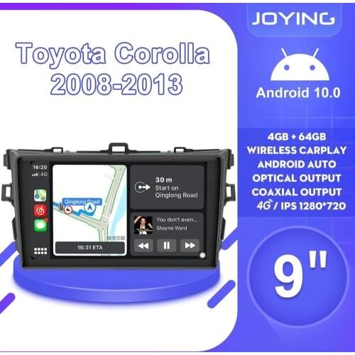 Joying Android10 Car Radio For Toyota Corolla 2008-2013 GPS Carplay Subwoofer 5GWIFI SPDIF DSP Optical Output AHD1280*720 DVR