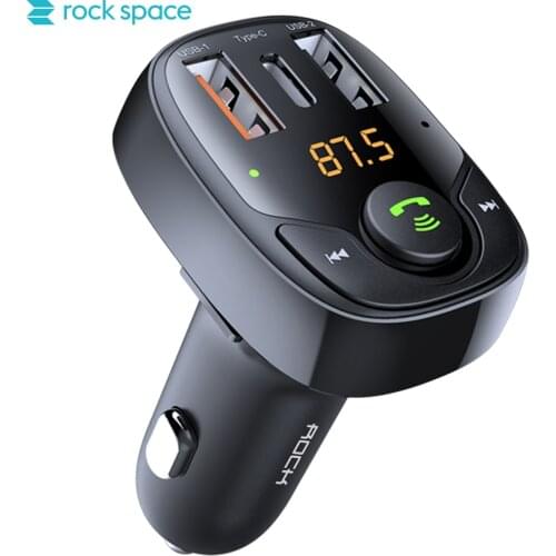 ROCKSPACE 36W Car Charger Bluetooth 5.0 FM Transmitter Wireless Car Audio MP3 Player TF Card Car Kit 5A 3Ports USB Fast Charger