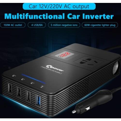 Car Power Inverter DC 12V To AC 220V 230V Voltage Converter with Air Purifier QC 3.0 USB Charger Auto Inversor 12 V 220 V