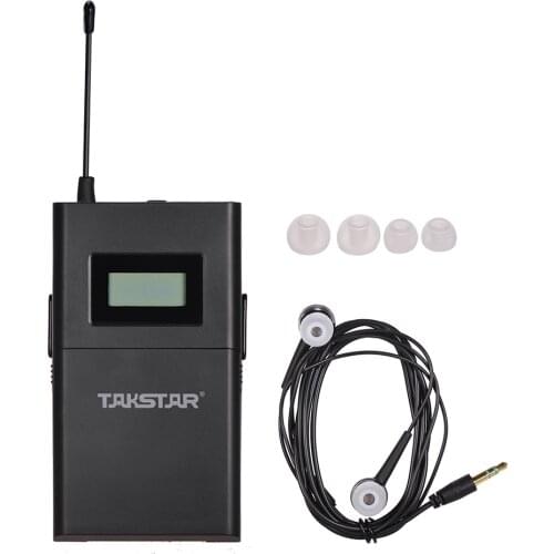 Takstar WPM-200R UHF Wireless Audio System Receiver LCD Display 6 Selectable Channels 50m Transmission Distance In-Ear Headphone