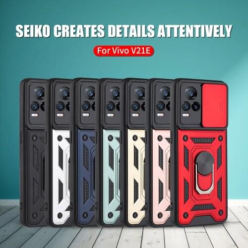 For VIVO V21e Push Pull Stand Ring Phone Back Cover Case Shell V21 Y31 Y51 Y91 Y91i Y95 Y73 Y93 Y91C Y90 Y20 Y20i Y20S Y12S Y11S