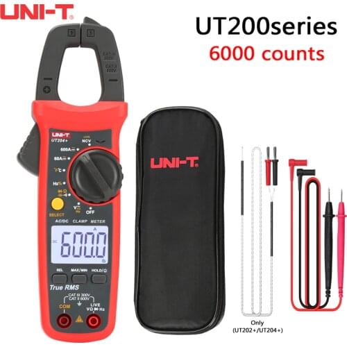 UNI-T UT201 + / UT202 + / UT203 + /UT204 + True RMS digital clamp meter DC AC current voltage ampere NCV ohm tester multimeter