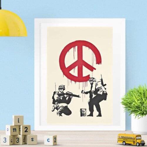 CND Soldiers Graffiti Street Canvas Painting Print Living Room Home Decor Modern Wall Art Oil Painting Poster Pictures Framework