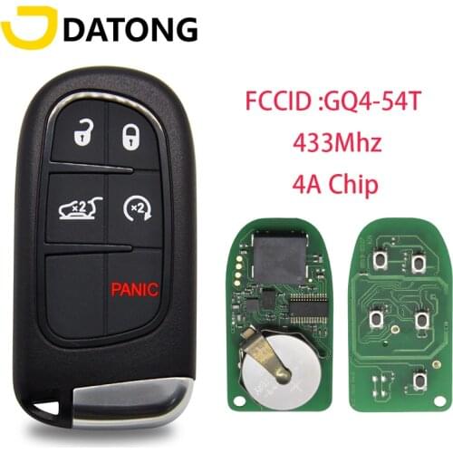 Datong World Car Remote Control Key For Chrysler Jeep Cherokee Dodge RAM Durango FCC GQ4-54T 434Mhz 4A PCF7953M Auto Smart Card