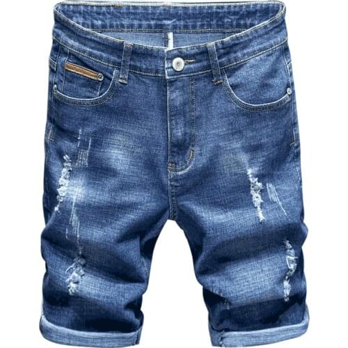 2021 Summer New Men Vintage Ripped Short Jeans Streetwear Hole Slim Denim Shorts Male Brand Clothes Bermuda Skate Jean Shorts