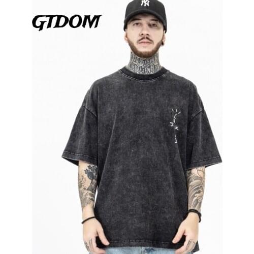 GTDOM Man Summer 2021 New T-Shirt Cotton Casual Loose Hip Hop Tees and Tops Print Floral Short Sleeve O-Neck Oversize T-Shirts